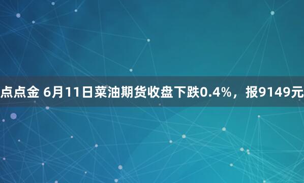 点点金 6月11日菜油期货收盘下跌0.4%，报9149元